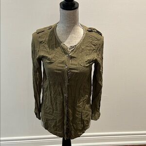 Olive Utility Button-Front Women's blouse